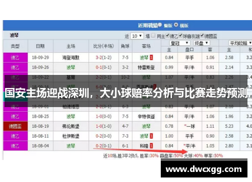 国安主场迎战深圳，大小球赔率分析与比赛走势预测